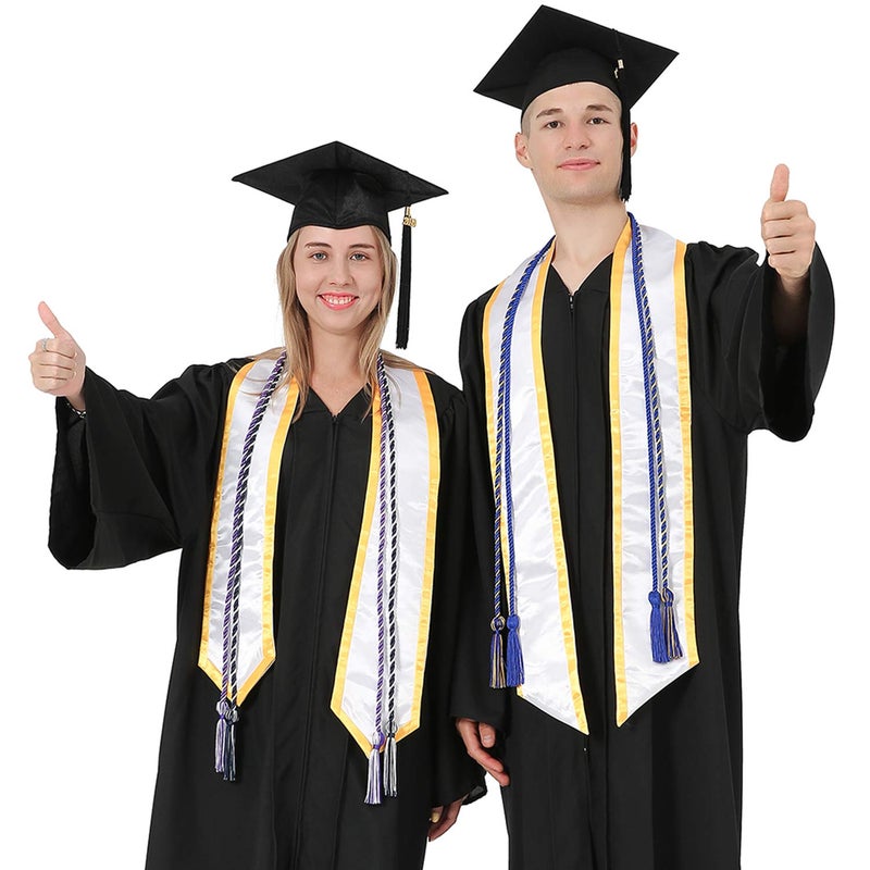GraduationMall Graduation Honor Cord 68"" NavyWhite - Image 2
